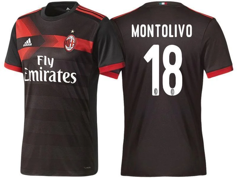 Men 18 Riccardo Montolivo Jersey Away Soccer AC Milan Jersey 2018 Serie A