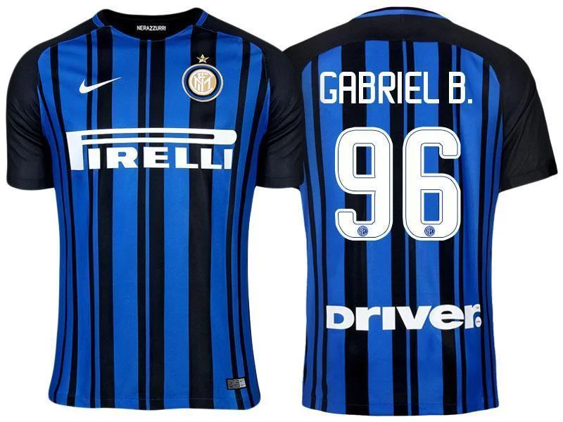 Men 96 Gabriel Barbosa Jersey Home Soccer Inter Milan FC Jersey 2018 Serie A