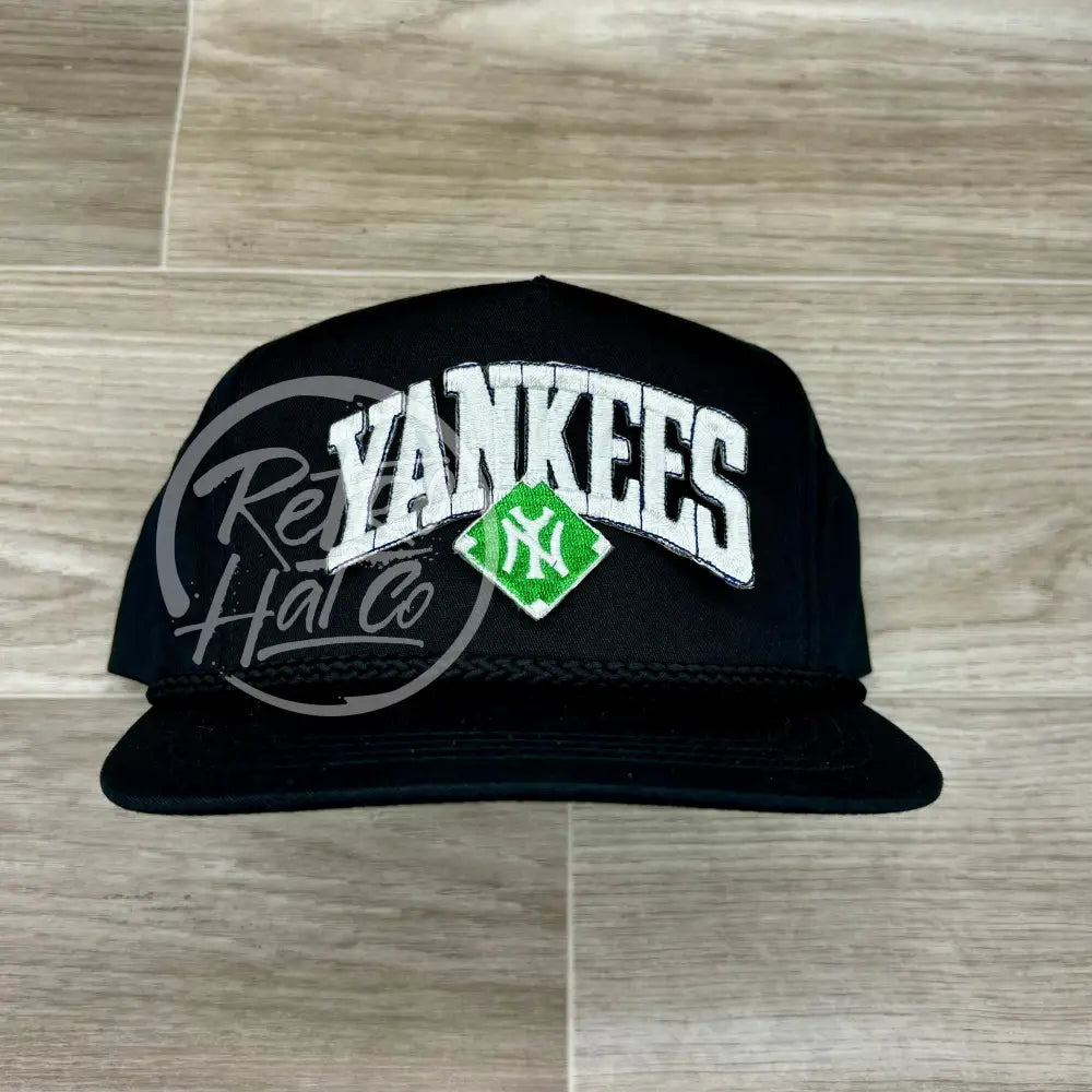 Vintage 90s New York Yankees (White Arch) Patch on Black Classic Rope Hat