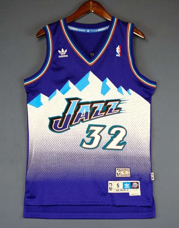 Men 32 Karl Malone Jersey Blue Utah Jazz Jersey Swingman Hardwood Classics