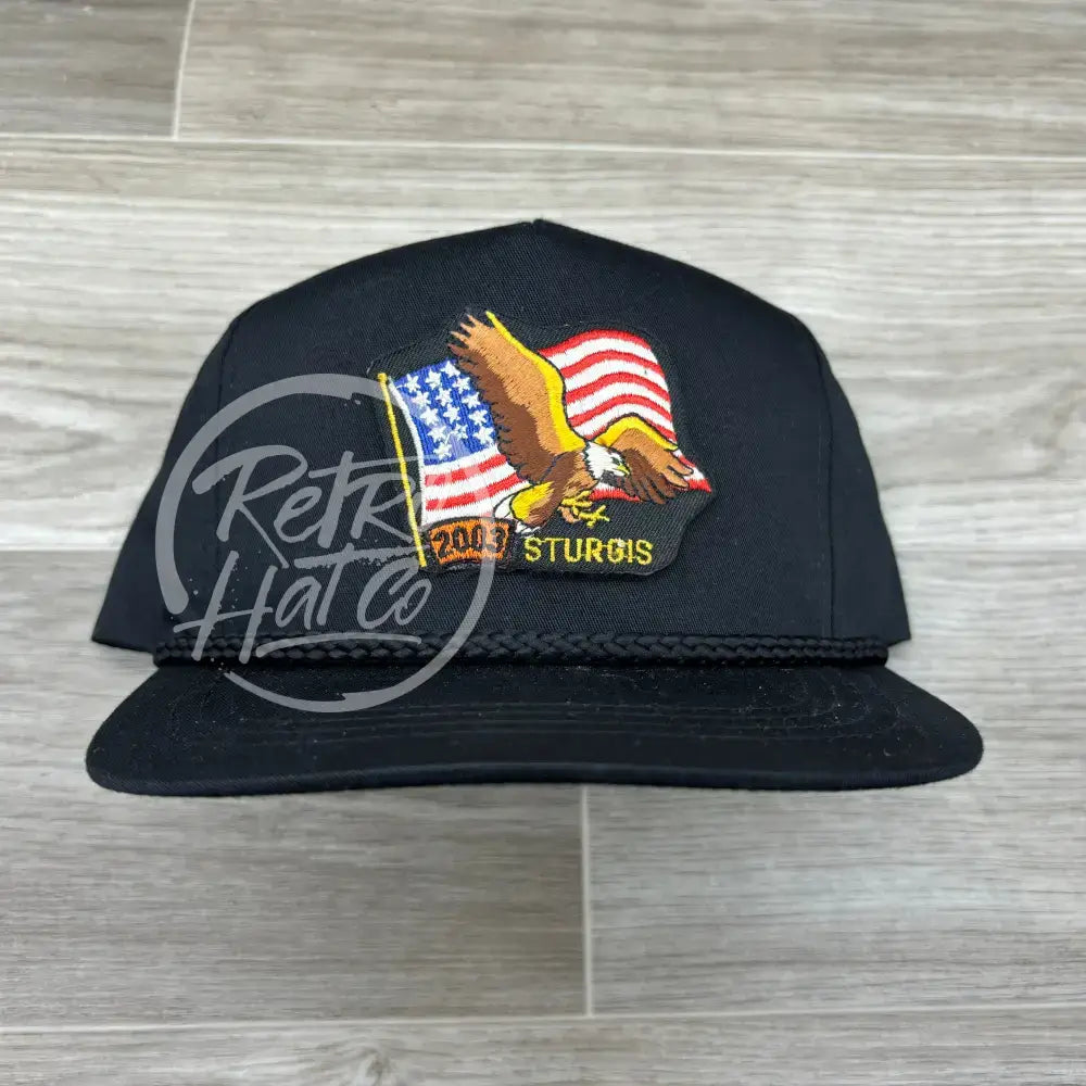 2003 Eagle/Flag Patch on Black Classic Rope Hat (1 of 1)