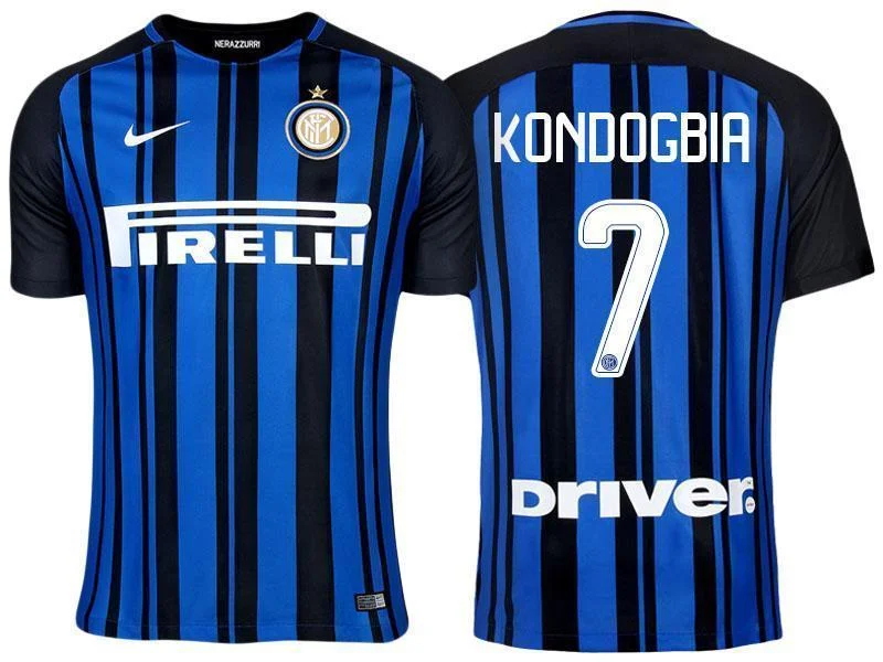 Men 7 Geoffrey Kondogbia Jersey Home Soccer Inter Milan FC Jersey 2018 Serie A