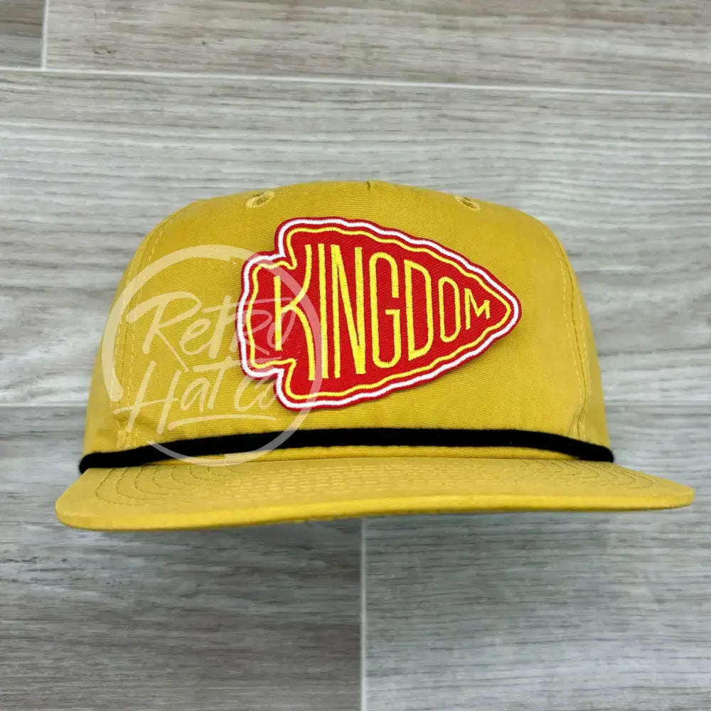 Kansas City Chiefs Kingdom Patch on Mustard Retro Hat w/Black Rope