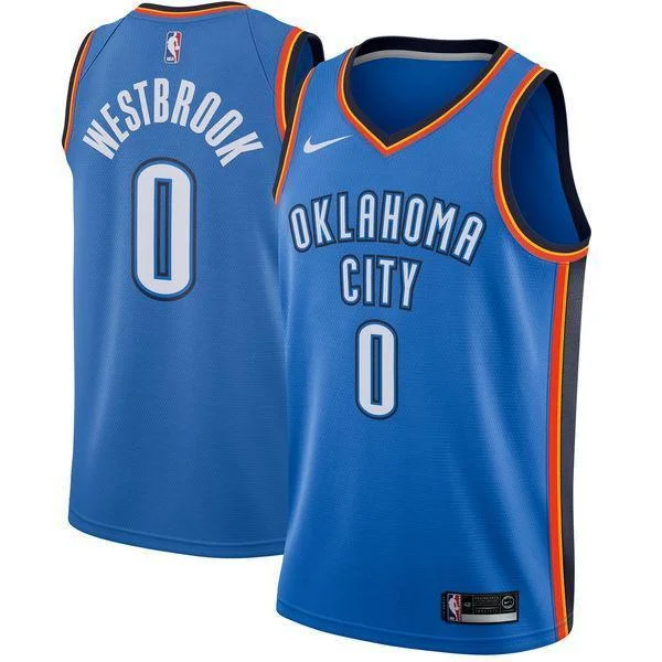 Men 0 Russell Westbrook Icon Jersey Blue Oklahoma City Thunder Jersey