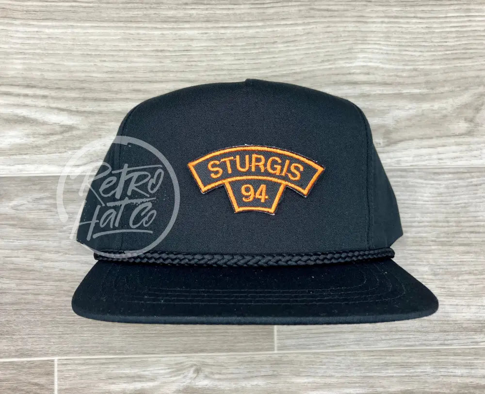 Vintage Sturgis '94 (small arch) Patch on Black Classic Rope Hat