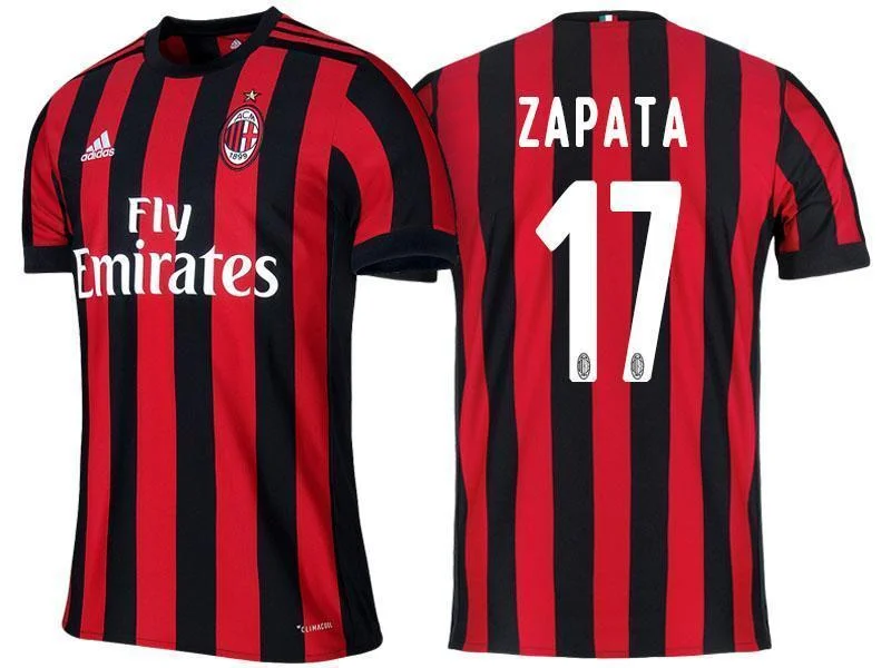 Men 17 Cristian Zapata Jersey Home Soccer AC Milan Jersey 2018 Serie A