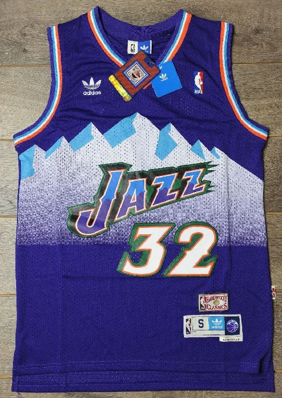 Men 32 Karl Malone Jersey Purple Utah Jazz Jersey Throwback Swingman