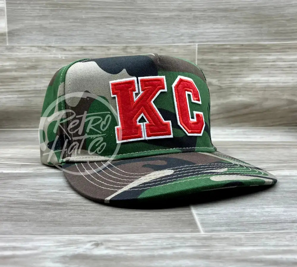 Kansas City KC Chiefs Letter Patch on Retro Woodland Camo SnapBack Hat