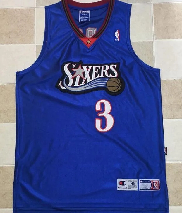 Men 3 Allen Iverson Jersey Blue Philadelphia 76ers Jersey Fanatics