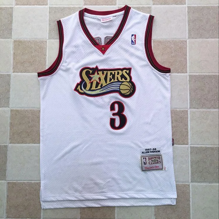 Men 3 Allen Iverson Jersey White Philadelphia 76ers Jersey Fanatics