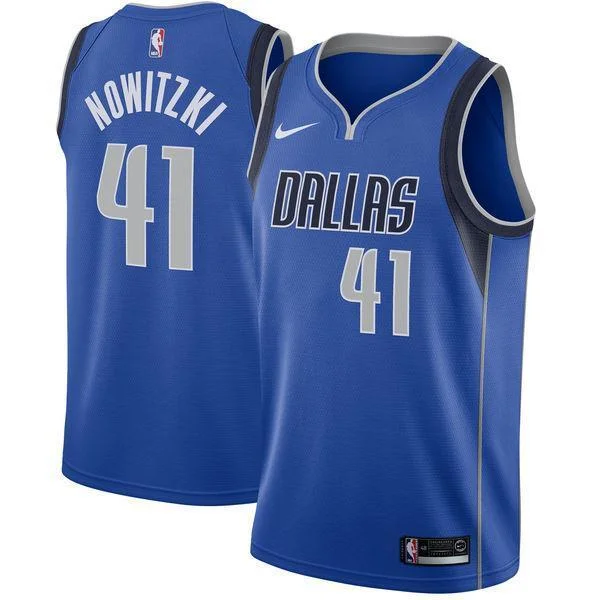 Men 41 Dirk Nowitzki Jersey Blue Dallas Mavericks Swingman Fanatics