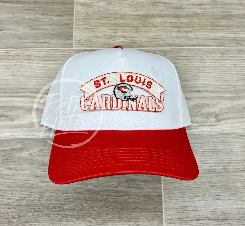 Vintage 80s St. Louis Cardinals Patch on White/Red Retro Hat