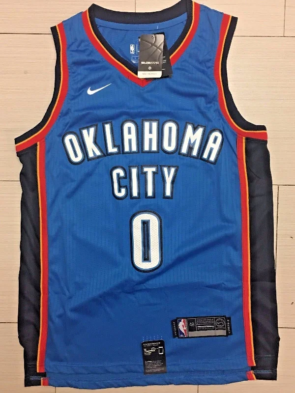 Men 0 Russell Westbrook Jersey Blue Oklahoma City Thunder Jersey Swingman