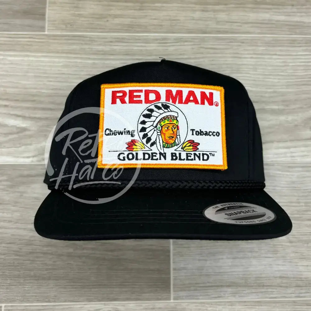 Red Man Golden on Black Classic Rope Hat