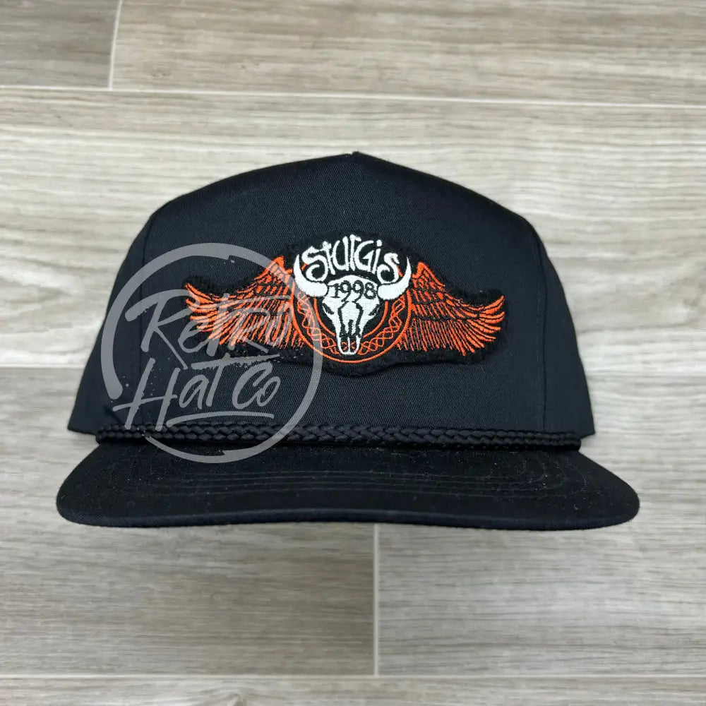 Vintage 1998 Skull/Wings Patch on Black Classic Rope Hat (1 of 1)