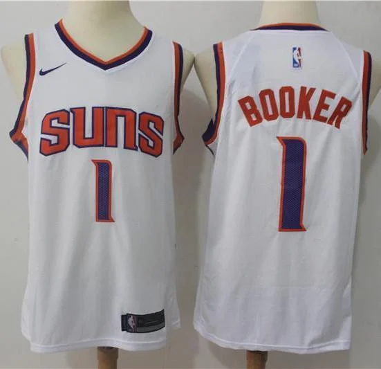 Men 1 Devin Booker Jersey White Phoenix Suns Jersey Swingman Fanatics