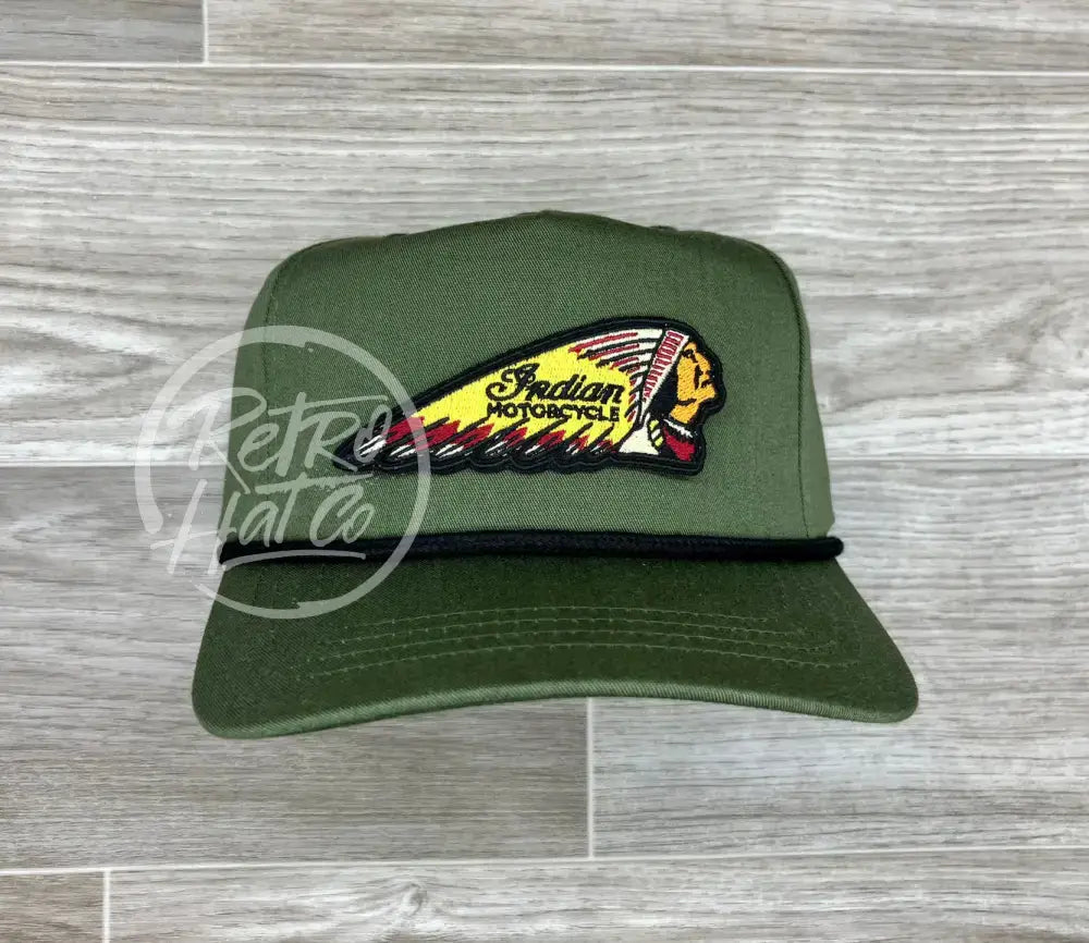 Indian Motorcycle Chief Headdress (Yellow) on Retro Rope Hat