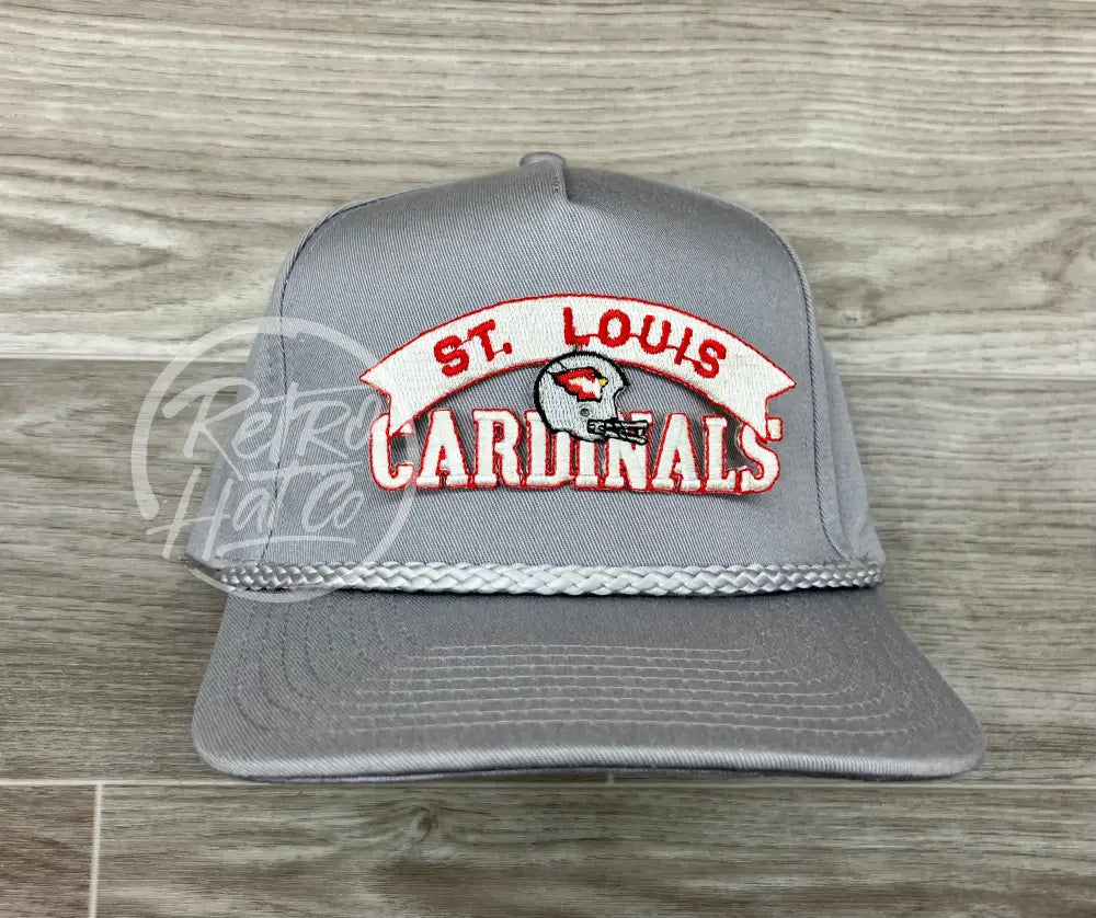 Vintage 80s St. Louis Cardinals Patch on Tall Gray Retro Rope Hat