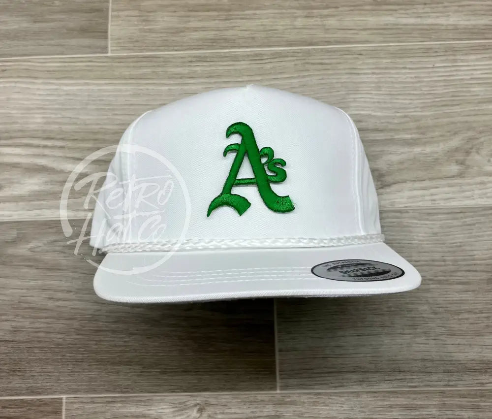 Vintage 90s Oakland A’s (green) Patch on White Classic Rope Hat