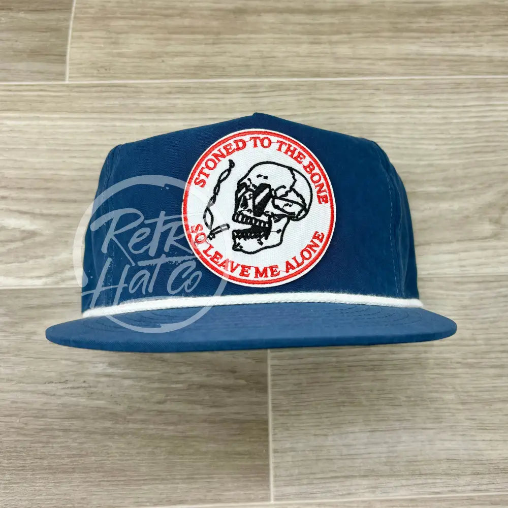 Stoned to the Bone Patch on Blue Retro Poly Rope Hat