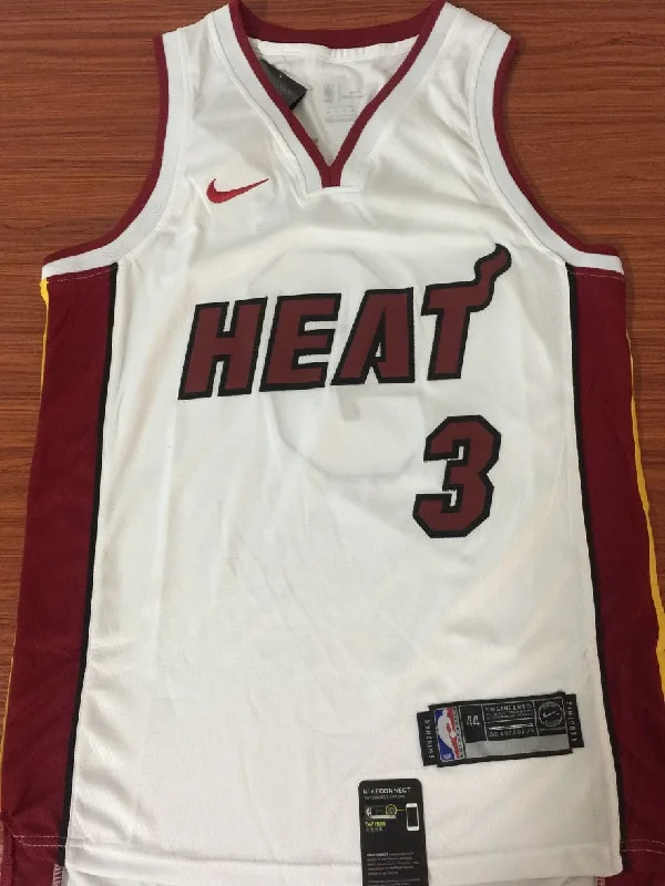 Men 3 Dwyane Wade Jersey White Miami Heat Jersey Swingman Fanatics