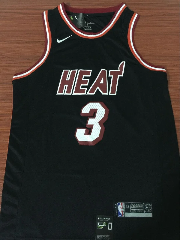 Men 3 Dwyane Wade Jersey Black Miami Heat Jersey Swingman Fanatics