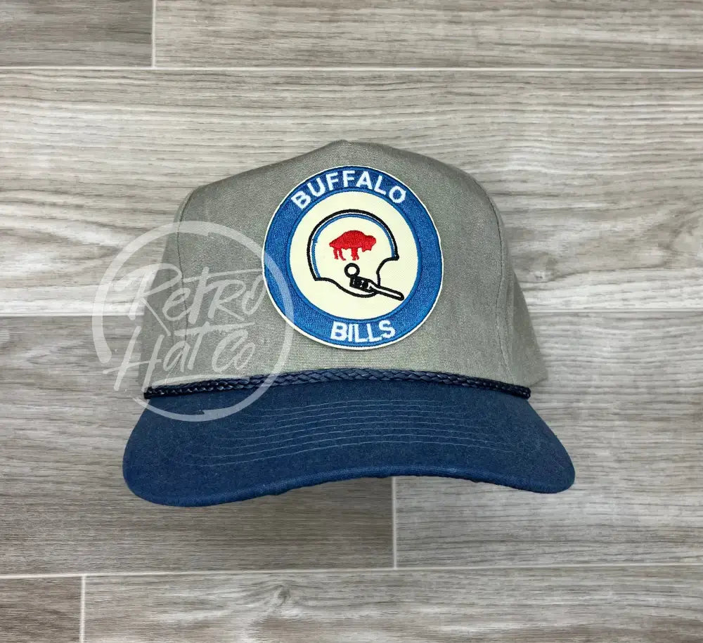 Retro Buffalo Bills Helmet Crest on Stonewashed Sand/Indigo Retro Rope Hat