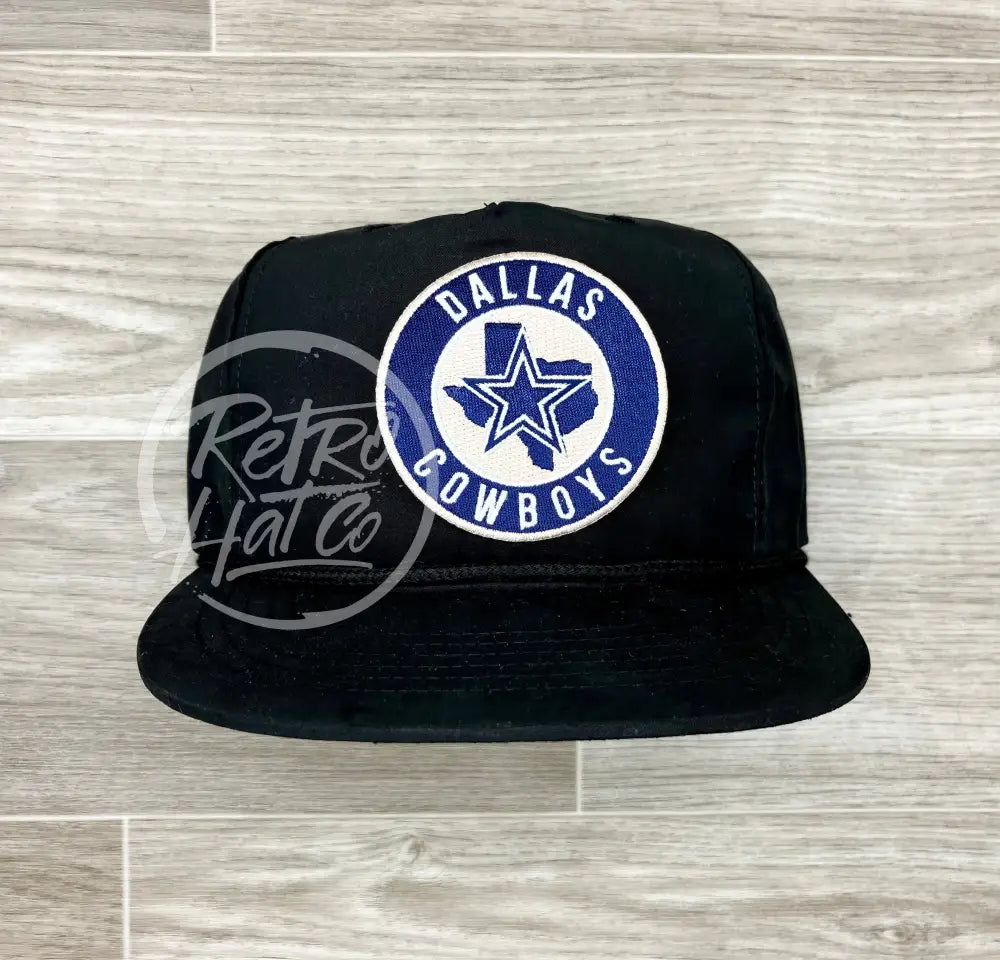 Retro Dallas Cowboys Crest on Black Classic Rope Hat